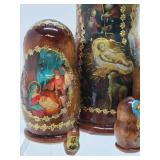 2 Sets of Handpainted Russian Matryoshka Nesting Dolls