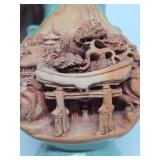 Vintage Japanese Relief Carved Landscape Scene Vase
