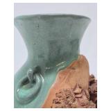 Vintage Japanese Relief Carved Landscape Scene Vase