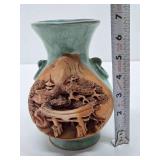 Vintage Japanese Relief Carved Landscape Scene Vase