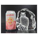 Signed Mats Jonasson Crystal Sculpture w/Owl - Made in Sweden