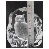 Signed Mats Jonasson Crystal Sculpture w/Owl - Made in Sweden