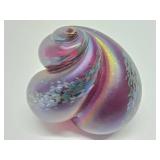 Signed Iridescent Art Glass "Snail" Sculpture - Signed R. Mynatt