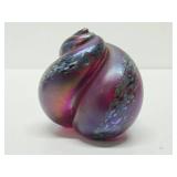 Signed Iridescent Art Glass "Snail" Sculpture - Signed R. Mynatt
