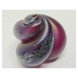 Signed Iridescent Art Glass "Snail" Sculpture - Signed R. Mynatt