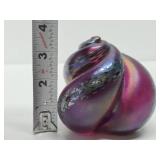 Signed Iridescent Art Glass "Snail" Sculpture - Signed R. Mynatt