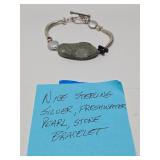 Sterling Silver, Genuine Pearl & Stone Bracelet