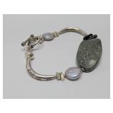 Sterling Silver, Genuine Pearl & Stone Bracelet