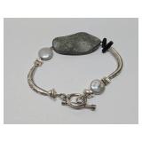 Sterling Silver, Genuine Pearl & Stone Bracelet