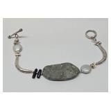 Sterling Silver, Genuine Pearl & Stone Bracelet