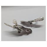 Ginkgo Tree Sterling Silver & Pearl Earrings