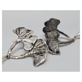 Ginkgo Tree Sterling Silver & Pearl Earrings