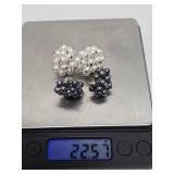 2 Sets of Vintage Sterling Silver & Freshwater Pearl Cluster Earrings