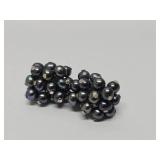 2 Sets of Vintage Sterling Silver & Freshwater Pearl Cluster Earrings