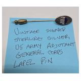 Vintage Sterling Silver US Army Adjutant General Corps Lapel Pin