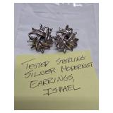 Sterling Silver Modernist Earrings - Made in Israel
