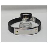 Matching Stainless Steel & 14K Gold Bracelet & Ring Set