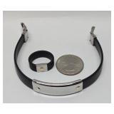 Matching Stainless Steel & 14K Gold Bracelet & Ring Set