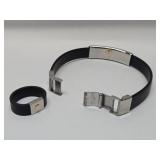 Matching Stainless Steel & 14K Gold Bracelet & Ring Set