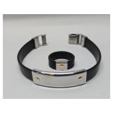 Matching Stainless Steel & 14K Gold Bracelet & Ring Set