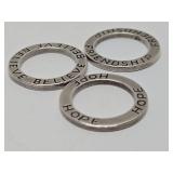 3 Signed SILPADA Sterling Silver Open Circle Pendants