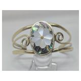 2 Vintage Southwestern Alpaca Mother of Pearl & Abalone Cuff Bracelets