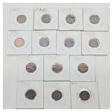Lot of 13 Different US Indian Head Pennies #1 from 1882-1908