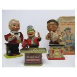 3 Vintage Battery-Op Toys - Casino "Sharpshooter" & 2 Bartenders - One w/Original Box