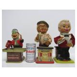 3 Vintage Battery-Op Toys - Casino "Sharpshooter" & 2 Bartenders - One w/Original Box