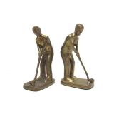 Vintage Solid Brass Golfer Bookends