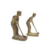 Vintage Solid Brass Golfer Bookends