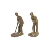 Vintage Solid Brass Golfer Bookends