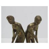Vintage Solid Brass Golfer Bookends