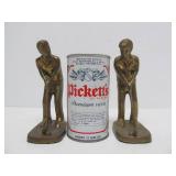 Vintage Solid Brass Golfer Bookends