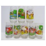 Set of 8 Vintage SNOOPY Charlie Brown Collector Glasses
