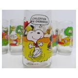 Set of 8 Vintage SNOOPY Charlie Brown Collector Glasses