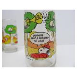 Set of 8 Vintage SNOOPY Charlie Brown Collector Glasses