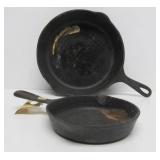 2 Old Vintage Cast Iron Skillets