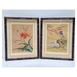 2 Excellent Vintage Original Oriental Paintings on Silk