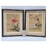 2 Excellent Vintage Original Oriental Paintings on Silk