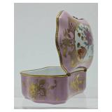 Beautiful Antique Pink Floral Limoges Porcelain Hinged Box