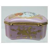 Beautiful Antique Pink Floral Limoges Porcelain Hinged Box