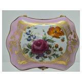 Beautiful Antique Pink Floral Limoges Porcelain Hinged Box