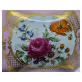 Beautiful Antique Pink Floral Limoges Porcelain Hinged Box