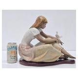 Excellent LARGE Signed LLADRO Figurine - "Watching the Dove"