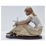 Excellent LARGE Signed LLADRO Figurine - "Watching the Dove"