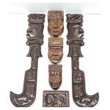 Group of Mid Century Carved Wood Decor Pieces - Honduran