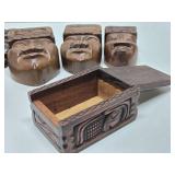 Group of Mid Century Carved Wood Decor Pieces - Honduran