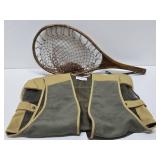 Nice FILSON Vest & Wooden Handheld Fishing Net