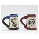 2 Vintage Azul Pottery Skull Mugs or Tankards